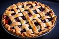 cherry pie with lattice pastry crust, ready for serving Royalty Free Stock Photo