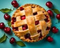 cherry pie with lattice top view