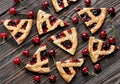Cherry pie pieces on textured wooden background Royalty Free Stock Photo
