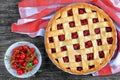 Cherry pie with pretty lattice top Royalty Free Stock Photo