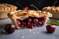 cherry pie slice, filled with cherries and juicy filling Royalty Free Stock Photo