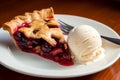 Cherry pie slice gourmet. Generate Ai Royalty Free Stock Photo