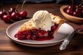 Cherry pie slice. Generate Ai Royalty Free Stock Photo