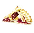 Cherry pie slice watercolor illustration isolated Royalty Free Stock Photo