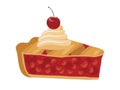 Slice of traditional sweet Cherry Pie icon vector Royalty Free Stock Photo