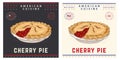 Cherry pie vintage style american bakery illustration Royalty Free Stock Photo