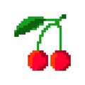 Cherry pixel , pixel art illustration Royalty Free Stock Photo