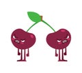 Cherry quarreled. Two cherries are arguing. Concept of discord in relationships. Quarrel of lovers. couple arguing