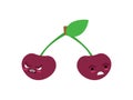 Cherry quarreled. Two cherries are arguing. Concept of discord in relationships. Quarrel of lovers. couple arguing