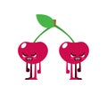 Cherry quarreled. Two cherries are arguing. Concept of discord in relationships. Quarrel of lovers. couple arguing