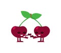 Cherry quarrels and reconciles. Two cherries are arguing. The concept of discord in relationships. Quarrel of lovers. couple