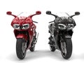 Cherry red and black modern super sports bikes
