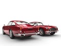 Cherry red classic vintage cars - front and back view Royalty Free Stock Photo