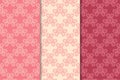 Cherry red floral ornamental designs. Vertical seamless patterns Royalty Free Stock Photo