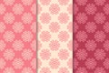 Cherry red floral ornaments. Set of vertical seamless patterns Royalty Free Stock Photo