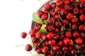 Cherry. Red fresh Cherries in bowl and a bunch of cherries on th Royalty Free Stock Photo