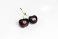 Red cherry fruit on white background