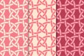 Cherry red geometric prints. Set of seamless patterns