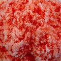 Cherry red Hawaiian Shave ice, Shaved ice or snow cone dessert close up photograph.