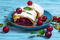 Cherry roll filled strudel Royalty Free Stock Photo