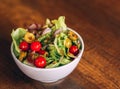 Cherry salad bowl in table Royalty Free Stock Photo