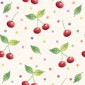 Cherry seamless pattern. background, pattern, fabric design, wrapping paper, cover