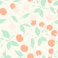 Cherry seamless pattern design. Beautifull tropical berries seamless pattern design.