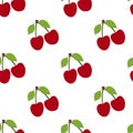 Cherry seamless pattern. Red berry. Fashion design. Food print for kitchen tablecloth, curtain or dishcloth. Hand drawn doodle Royalty Free Stock Photo