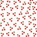 Cherry seamless pattern. seamless juicy red cherries pattern. Summer berries, fruits, leaves. Royalty Free Stock Photo