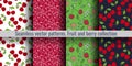 Cherry seamless pattern set. Red berry. Fashion design. Food print for kitchen tablecloth, curtain or dishcloth. Hand drawn doodle Royalty Free Stock Photo