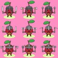 Cute Cherry Knight set dual weapon hand up.