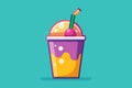 A cherry sits atop a drink with a straw. Customize your slush with this fun and fruity accessory, Slush Customizable Flat Royalty Free Stock Photo