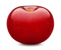 Cherry isolated on white background. One red sour cherry. Clipping path Royalty Free Stock Photo