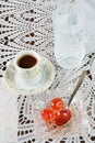 Cherry spoon sweet and greek coffee Royalty Free Stock Photo