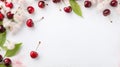 Cherry Still Life: Dark Red And Dark Aquamarine Marble Design Royalty Free Stock Photo