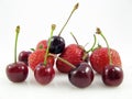 Cherry strawberry fruit food Royalty Free Stock Photo