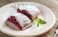 Cherry strudel with fresh mint