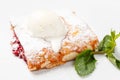 Cherry strudel with ice cream Royalty Free Stock Photo