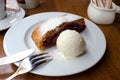 Cherry strudel and ice cream on a plate Royalty Free Stock Photo