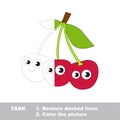 Cherry to be colored. Vector trace game. Royalty Free Stock Photo