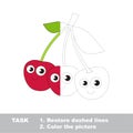 Cherry to be colored. Vector trace game. Royalty Free Stock Photo