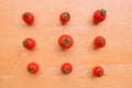 Cherry Tomato fresh group on wooden chopping board. Royalty Free Stock Photo