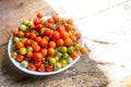 Cherry tomato plants are biennial stems, upright stem covered with very soft hairs. Royalty Free Stock Photo