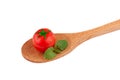 Cherry tomato on a wooden spoon Royalty Free Stock Photo