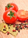 Cherry tomatoes with black pepper and bayleaf