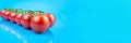 Cherry tomatoes on blue background