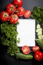 Cherry tomatoes on a branch, cucumber, parsley Royalty Free Stock Photo