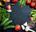 Cherry tomatoes on a branch, cucumber, parsley Royalty Free Stock Photo