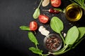 Cherry tomatoes on a branch, cucumber, parsley Royalty Free Stock Photo