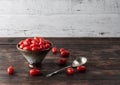 Cherry tomatoes in ceramic bowl horizontal with copy space. Royalty Free Stock Photo
